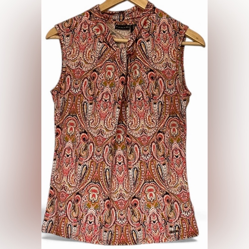 NWT TAHARI WOMAN SLEEVELESS BEAUTIFUL DESIGN BEAUTIFUL COLORS BLOUSE SMALL
